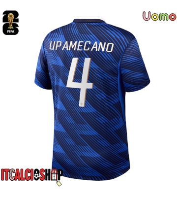 Francia Dayot Upamecano #4 Prima Maglia Mondiali 2026 Manica Corta